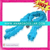 Wavy Blinking Paillette Beautiful Plain Crepon Silk Scarf with Sequin