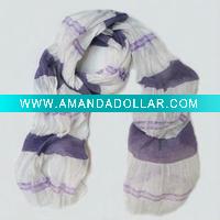 silver thread purple white twill silk scarf
