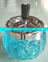Globular glass ashtray