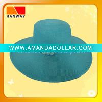 2012 summer hot best sale new style women's paper straw floppy hat with shell trim