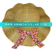 girls Straw floppy Hat/braid hat with bowknot