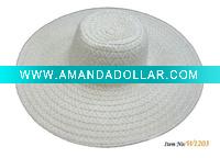 Wholesale Ladies White summer flat brim floppy straw hat