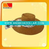 2012 summer hot best sale new style women's paper straw floppy hat with floral print band