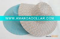 Wholesale Ladies Blue summer big brim floppy straw hat