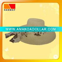 Wholesale 2012 summer hot best sale new style women's paper straw floppy hat with floral print band