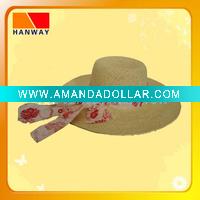 2012 summer hot best sale new style women's paper straw floppy hat with floral print band