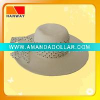 2012 summer hot best sale new style women's paper straw floppy hat with pokdot band and bow