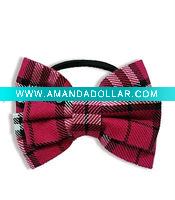 checked fabric hair bow