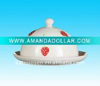 Round porcelain butter dish with lid, ceramic butter dish