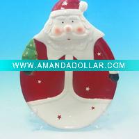 Wholesale Christmas gift santa pattern ceramic dishes/plates