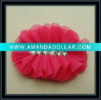 Wholesale Chiffon flowers for hair clip with rhinestone