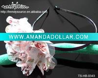 Wholesale NEW DESIGNED METAL HAIRBAND COVERED WITH SATIN W/CHIFFON FLOWER ON TOP