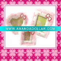 Pink Plush Picture Frame With Feather Around