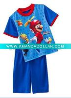 Wholesale 2012 cute baby boys blue color cartoon design kids children pajamas