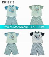 Wholesale 100% cotton kids pajamas set for summer