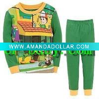 Wholesale 2012 new design 100% cotton soft long sleeve children/baby/kid animated pattern/printed pajamas/sleepwear/homewear suit/suit
