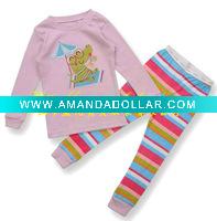 Wholesale 100% cotton children/kid/baby long sleeve pajamas/sleepwear set