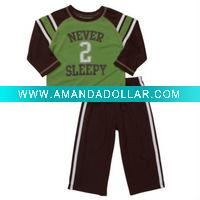 Wholesale 100%cotton baby clothes /kids long sleeve pajamas