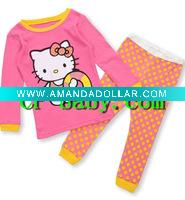 Wholesale 2012 new designed children/kid/baby Long seelve hellokiti pattern pajamas/homewear sets