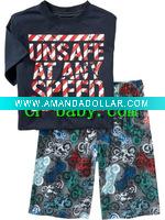 Wholesale 2012 new model 100% cotton short sleeve children/baby/kid "unsafe at any speed" pajamas/sleepwear/homewear set