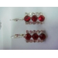 Wholesale Three Red Diamonds Around With Silver Colour Diamond Earrings 99jl14