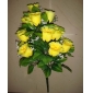 18pcs large size artificial rose bunch yellow color 97rn04