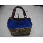Wholesale Fashionable leopard blue PU leather cheap women's handbags 9c8n05