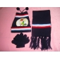 Wholesale 2010 Winter new ben10 style children 100acrylic knitted black gloves, hat and scarf set 9cdn12
