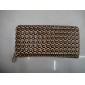 Wholesale Fashionable branded long golden PU leather wamen wallet side with zipper 9chn07