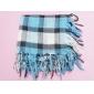 Wholesale Gorgeous Peacock Bule White plaid silk scarf for girl's gift with silver thread
