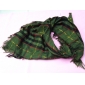 Wholesale Dark green fashion gold thread unique plaid ruffled long shawl scarf