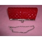 Wholesale Red Stylish Bright Leather Steel-rimmed Removable Metal Chain Lady's Handbag