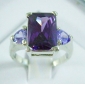 Wholesale purple clear square alloy and ziron ring for the meaning of  true love