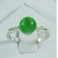 Wholesale transparent green agate bead alloy slim exquisite ring