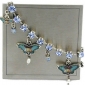 Wholesale blue copper tiny butterflies pendant diamond chain bracelet