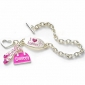 Wholesale stylish pink ballet shoes amd dance bag pendant alloying chain bracelet