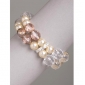 Wholesale two-row pure crystal and pearls bead pendant bunch bracelet