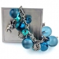 Wholesale transparent blue crystal,coppery beads and angels pendant alloying chain bracelet
