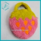 Fuzzy orange and pink strawberry-shaped handbag, 1 zipper