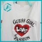 Wholesale 180g fashion youth girl's white short sleeve with a heart shaped cute T-shirt all size