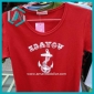 Wholesale round neck shirt girl's beautiful short sleeve all size red white T-shirt