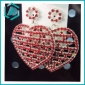 Wholesale Nice elegance red diamond earring with love pattern summer jewellery