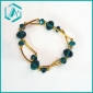 Lastest Green Crystal Beaded Bracelet with Golded Stainless Steel Straps