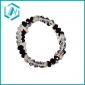 Two-row Black and Transparent Crystal Bead Pendant Bunch Bracelet