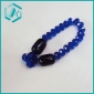 Pretty Blue Bead Crystal Bracelet with Two Black Big Crystal Accessories