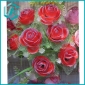 Wholesale 12pcs Red Rose Artificial Flowers Bouquet with Green Leaves
