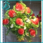 Wholesale 12pcs Red Artificial Flower Bouquet Made of Plastic and Textile