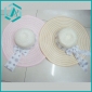 Wholesale two color stripe style lady's paper straw hat with bow lateral