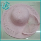 Wholesale pink fashion style lady's paper straw hat with gauze flower