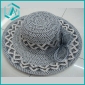 Wholesale lady's grey fasionable design paper straw hat with flower lateral